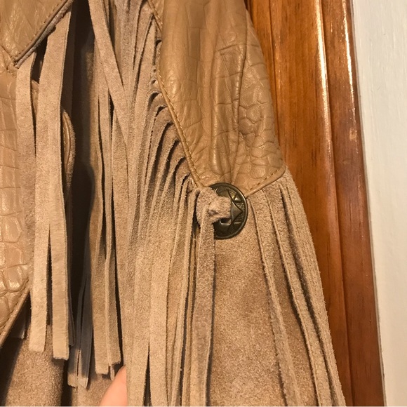 G-III VINTAGE tan leather fringe jacket - Picture 8 of 14